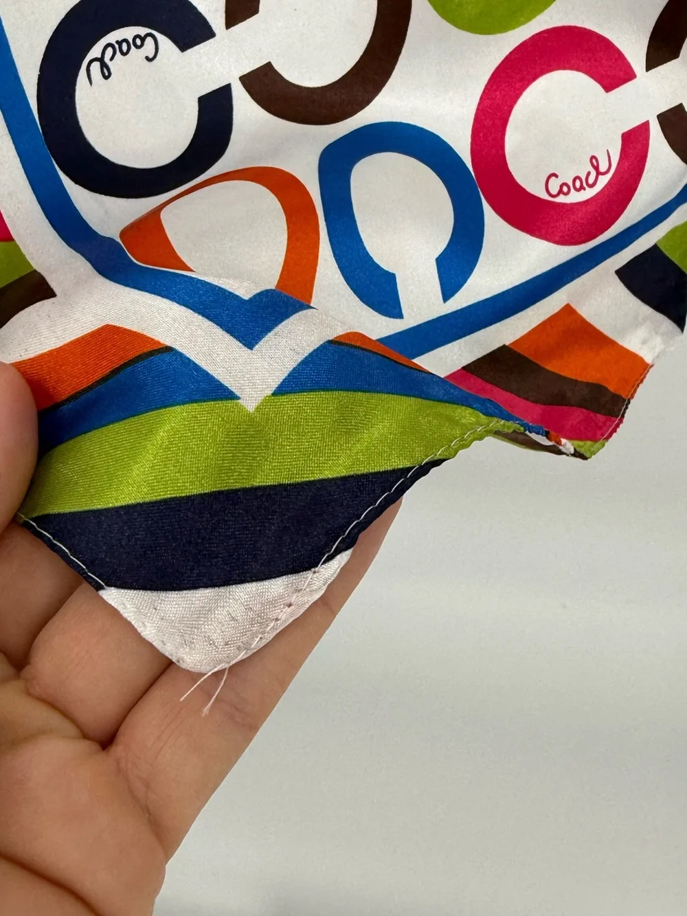 Coach Op Art Multicolor Stripe Silk Scarf | Multi | 34" - Picture 5 of 7